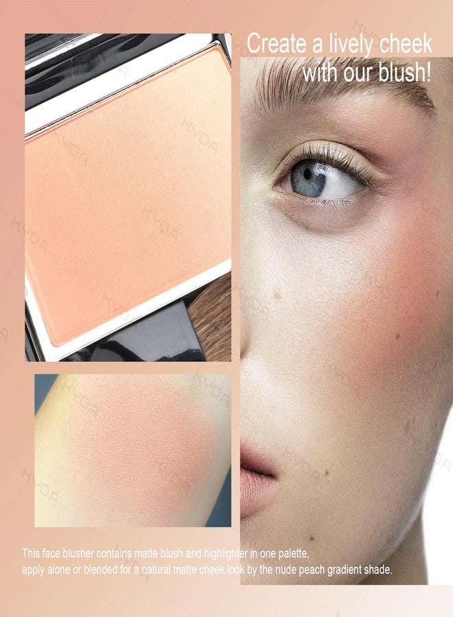 KYDA Peach Matte Gradient Blush, Gradient Light Apricot Peach Color, Ultra-fine Matte Powder Blush, Soft Buildable Cheek Color, Lightweight Smooth, Multiuse Blusher Compact - Image 3